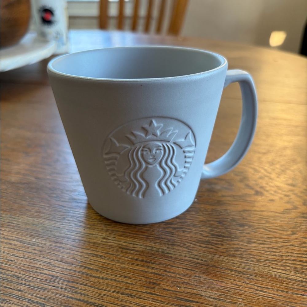 Starbucks Matte Light Gray Embossed Logo Mug